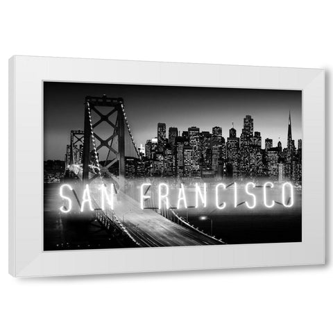 Neon San Francisco WB White Modern Wood Framed Art Print by Carr, Hailey
