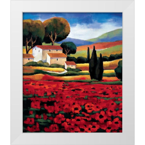 Poppy Field II White Modern Wood Framed Art Print by Clarke, Janine