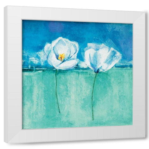 Fleurs d azur II White Modern Wood Framed Art Print by Herbert, Isabelle