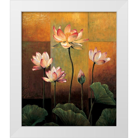 Lotus White Modern Wood Framed Art Print by Deveraux, Jill
