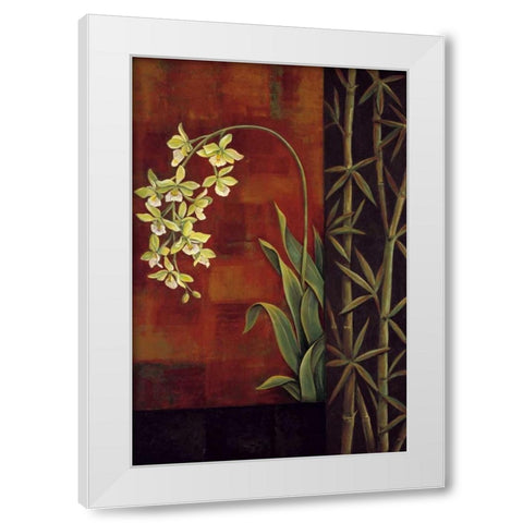 Green Orchid White Modern Wood Framed Art Print by Deveraux, Jill