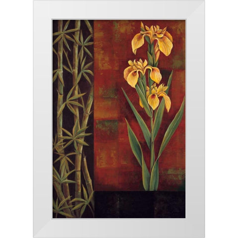 Yellow Iris White Modern Wood Framed Art Print by Deveraux, Jill