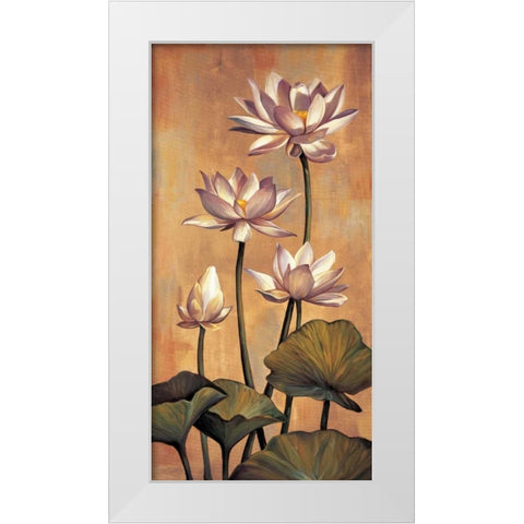 White Lotus White Modern Wood Framed Art Print by Deveraux, Jill