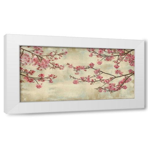 Cherry Blossoms White Modern Wood Framed Art Print by Seba, John