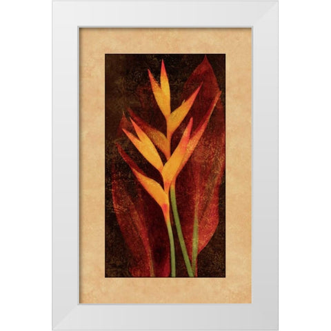 Heliconia White Modern Wood Framed Art Print by Seba, John
