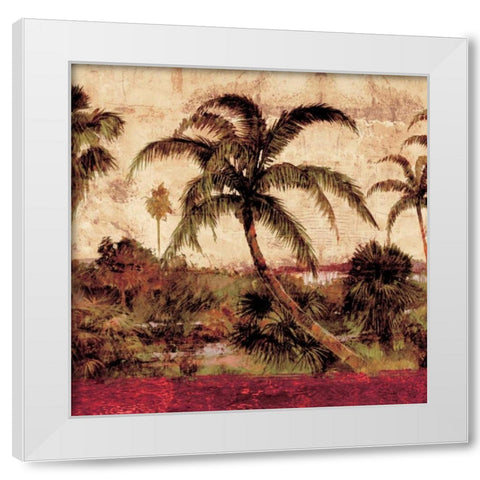 Palmas I White Modern Wood Framed Art Print by Seba, John