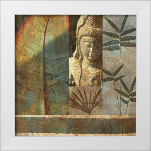 Palm Garden I White Modern Wood Framed Art Print by Seba, John