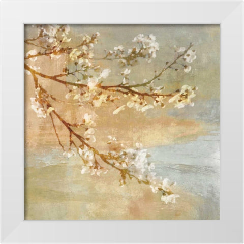 Blossoms OnThe Pond I White Modern Wood Framed Art Print by Seba, John