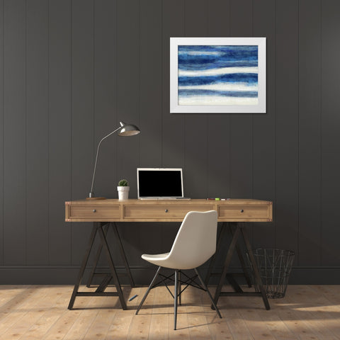 Emerge in Indigo White Modern Wood Framed Art Print by Blake, Jaden