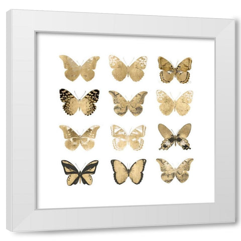 Butterfly Study in Gold II White Modern Wood Framed Art Print by Bosco, Julia