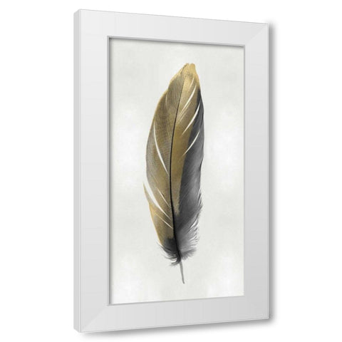 Gold Feather on Silver II White Modern Wood Framed Art Print by Bosco, Julia