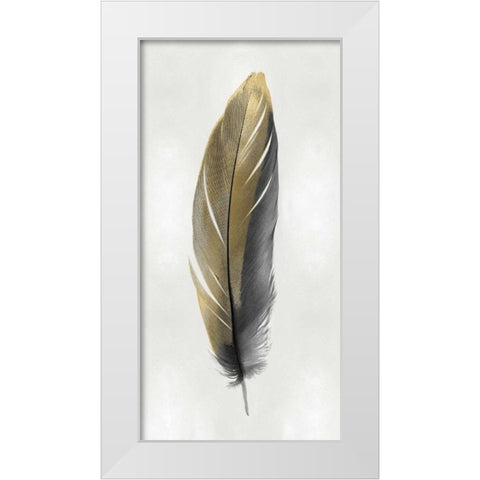 Gold Feather on Silver II White Modern Wood Framed Art Print by Bosco, Julia