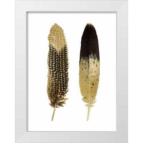 Gold Feather Pair White Modern Wood Framed Art Print by Bosco, Julia