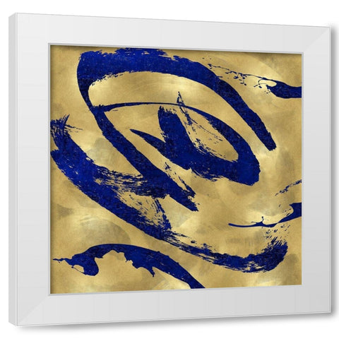 Feisty Blue on Gold White Modern Wood Framed Art Print by Davila, Jordan