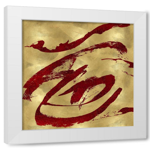 Feisty Red on Gold White Modern Wood Framed Art Print by Davila, Jordan