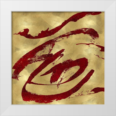 Feisty Red on Gold White Modern Wood Framed Art Print by Davila, Jordan