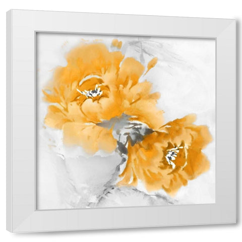 Flower Bloom in Mandarin I White Modern Wood Framed Art Print by Stevens, Jesse