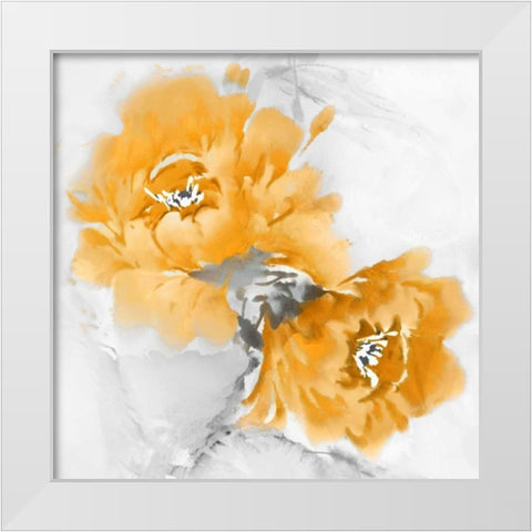 Flower Bloom in Mandarin I White Modern Wood Framed Art Print by Stevens, Jesse