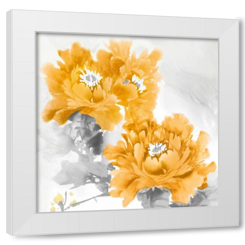 Flower Bloom in Mandarin II White Modern Wood Framed Art Print by Stevens, Jesse
