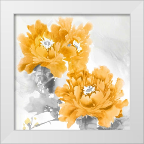 Flower Bloom in Mandarin II White Modern Wood Framed Art Print by Stevens, Jesse