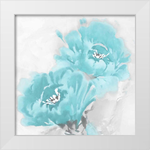 Flower Bloom in Aqua I White Modern Wood Framed Art Print by Stevens, Jesse