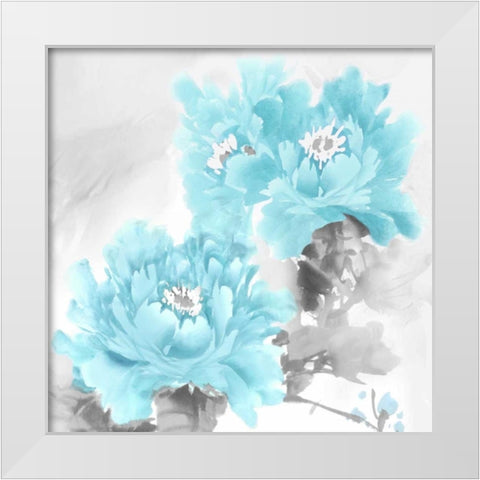 Flower Bloom in Aqua II White Modern Wood Framed Art Print by Stevens, Jesse