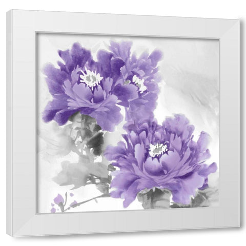 Flower Bloom in Amethyst I White Modern Wood Framed Art Print by Stevens, Jesse