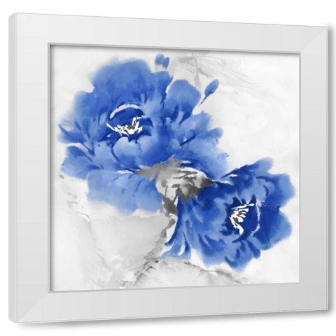 Flower Bloom in Indigo I White Modern Wood Framed Art Print by Stevens, Jesse