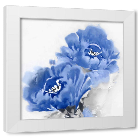 Flower Bloom in Indigo II White Modern Wood Framed Art Print by Stevens, Jesse