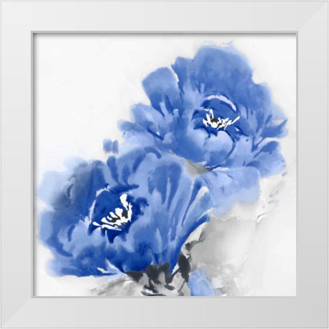 Flower Bloom in Indigo II White Modern Wood Framed Art Print by Stevens, Jesse