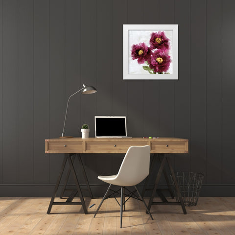 Burgundy Bloom II White Modern Wood Framed Art Print by Stevens, Jesse