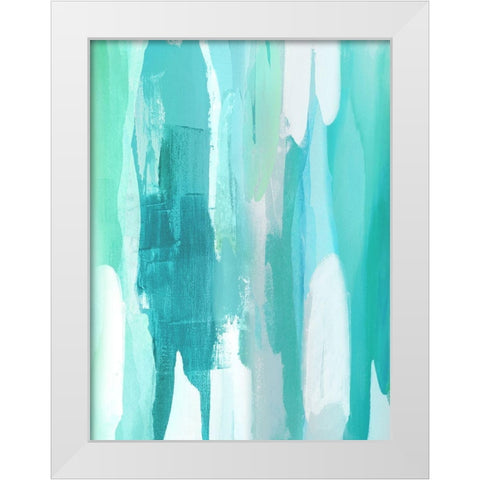 Converge Aqua II White Modern Wood Framed Art Print by Hanson, Jackie