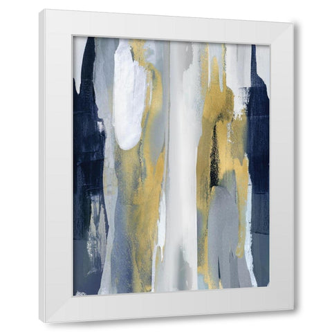 Converge Blue and Gold I White Modern Wood Framed Art Print by Hanson, Jackie