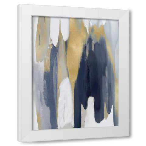 Converge Blue and Gold II White Modern Wood Framed Art Print by Hanson, Jackie