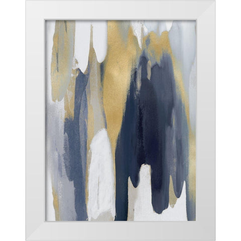 Converge Blue and Gold II White Modern Wood Framed Art Print by Hanson, Jackie