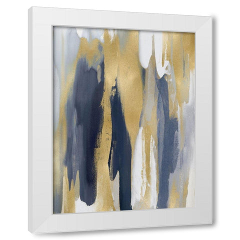 Converge Blue and Gold III White Modern Wood Framed Art Print by Hanson, Jackie