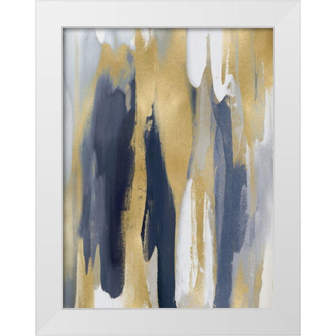 Converge Blue and Gold III White Modern Wood Framed Art Print by Hanson, Jackie