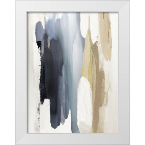 Converge Blue and Tan White Modern Wood Framed Art Print by Hanson, Jackie