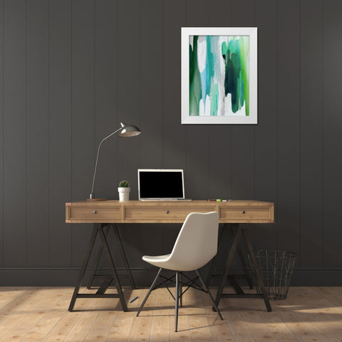 Converge Green II White Modern Wood Framed Art Print by Hanson, Jackie