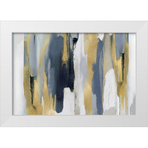 Echoes in Blue and Gold I White Modern Wood Framed Art Print by Hanson, Jackie