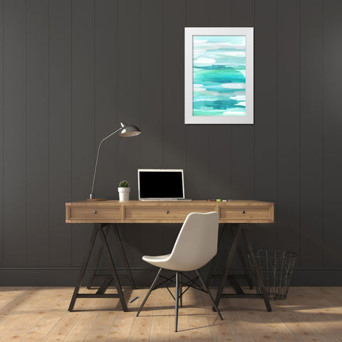Glide Aqua White Modern Wood Framed Art Print by Hanson, Jackie