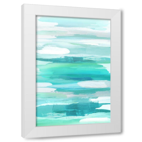Glide Aqua White Modern Wood Framed Art Print by Hanson, Jackie