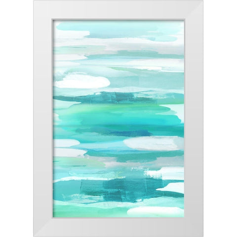 Glide Aqua White Modern Wood Framed Art Print by Hanson, Jackie