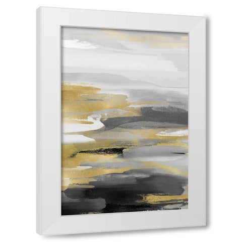 Intuition Black and Gold White Modern Wood Framed Art Print by Hanson, Jackie