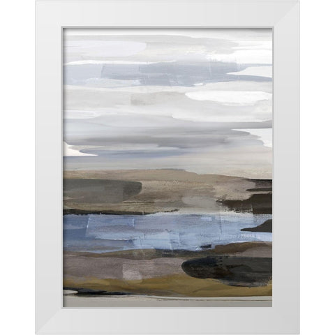 Intuition Blue and Brown White Modern Wood Framed Art Print by Hanson, Jackie