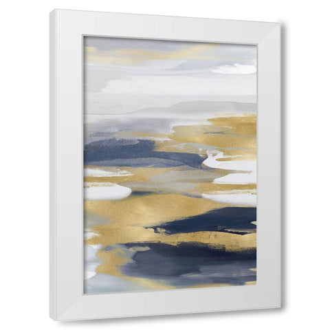 Intuition Blue and Gold I White Modern Wood Framed Art Print by Hanson, Jackie