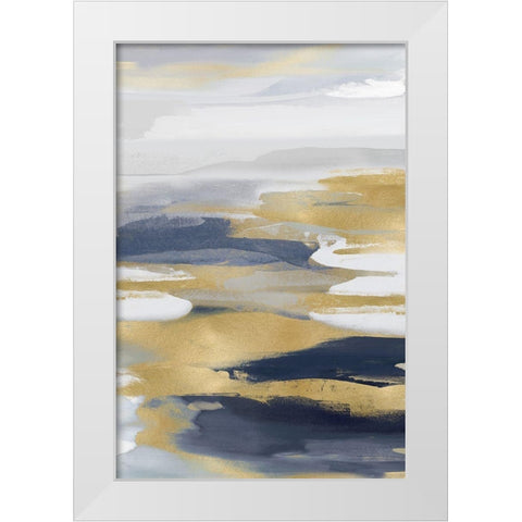 Intuition Blue and Gold I White Modern Wood Framed Art Print by Hanson, Jackie