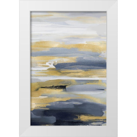 Intuition Blue and Gold II White Modern Wood Framed Art Print by Hanson, Jackie