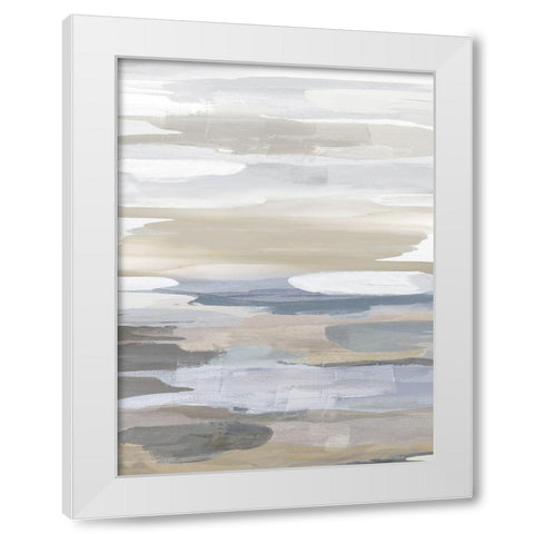 Intuition Blue and Tan White Modern Wood Framed Art Print by Hanson, Jackie