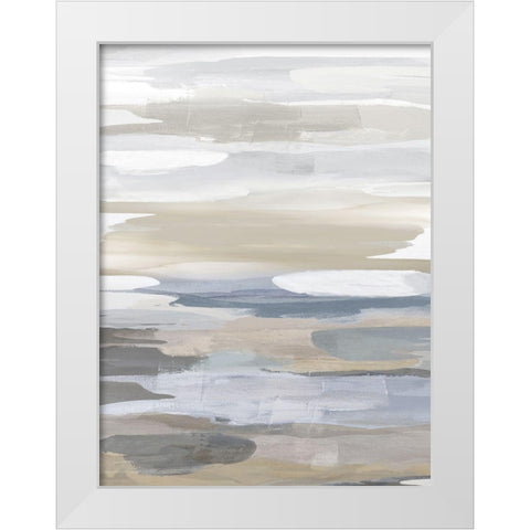 Intuition Blue and Tan White Modern Wood Framed Art Print by Hanson, Jackie